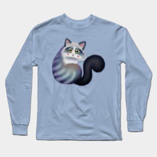 Blue Cute Kitty Long Sleeve T-Shirt